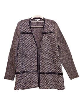 Charter Club Cardigan Sweater Womens L Black Silver Sparkle Open career formal s